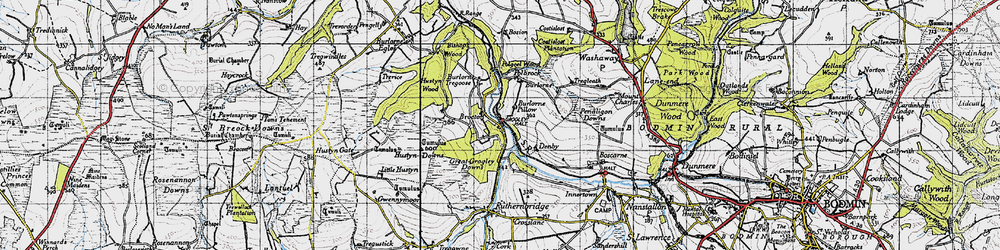 Old map of Burlorne Pillow in 1946