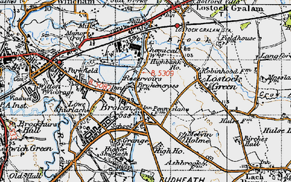 Old map of Broken Cross in 1947