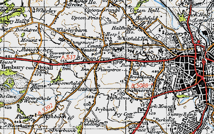 Old map of Broken Cross in 1947