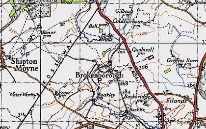 Old map of Brokenborough in 1947