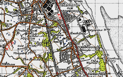 Old map of Bromborough in 1947