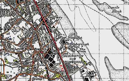 Old map of Bromborough Pool in 1947