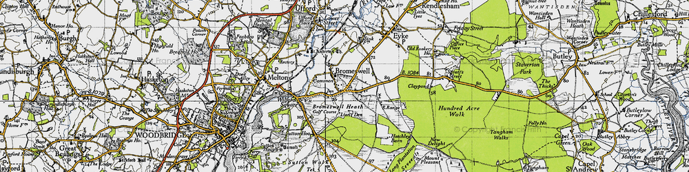 Old map of Bromeswell Heath in 1946