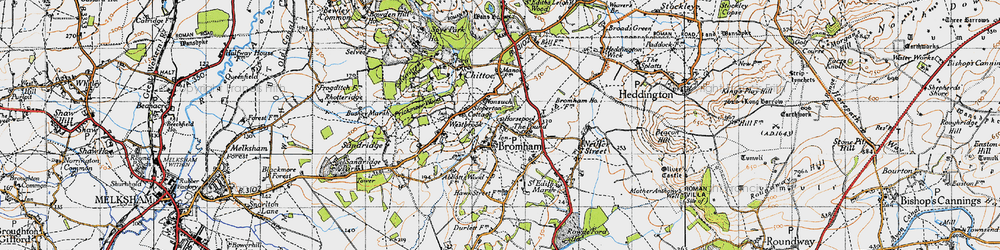 Old map of Bromham in 1940