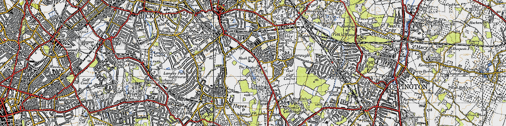 Old map of Bromley Common in 1946