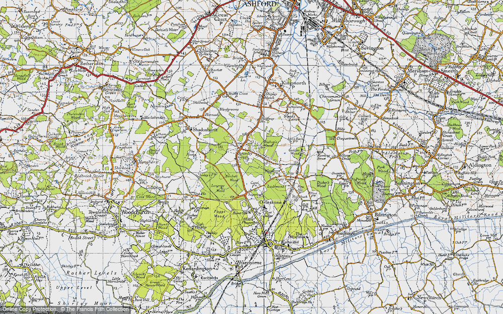 Old Map of Historic Map covering Birchett Wood in 1940