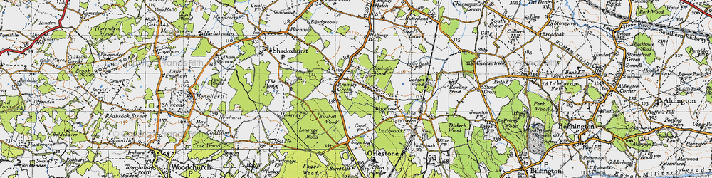 Old map of Bromley Green in 1940