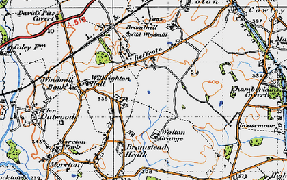 Old map of Bromstead Common in 1946