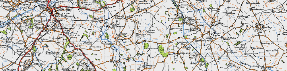 Old map of Bromstead Heath in 1946