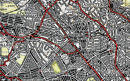 Old map of Brondesbury in 1945