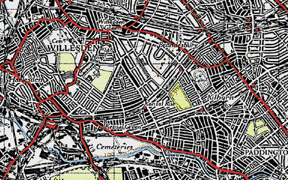 Old map of Brondesbury Park in 1945