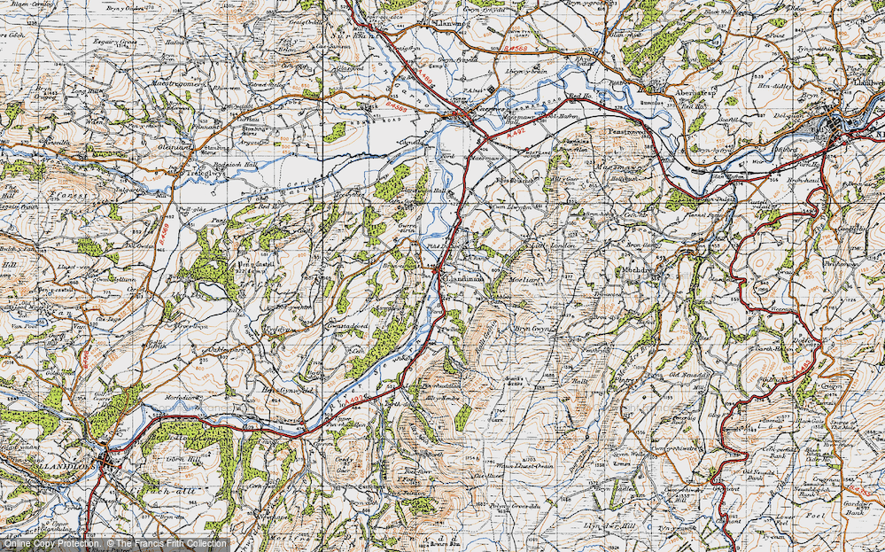 Old Map of Historic Map covering Allt y Moch in 1947