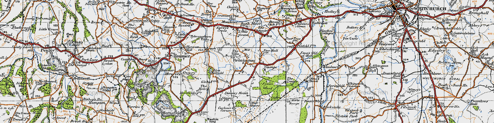 Old map of Bronington in 1947