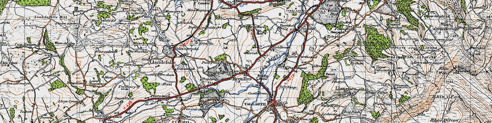Old map of Bronllys Castle in 1947