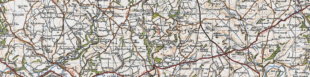Old map of Blaenllan in 1947