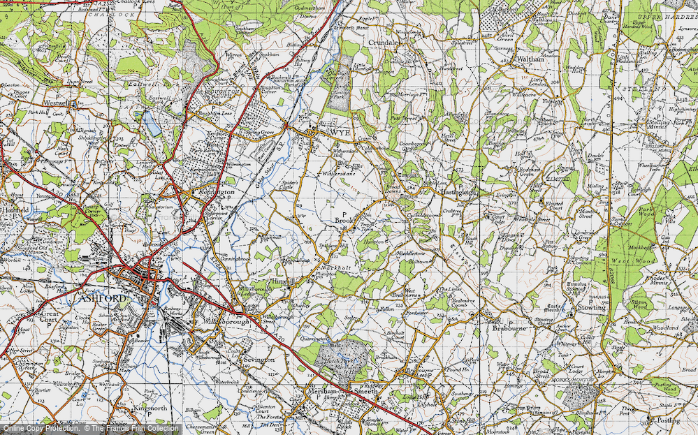 Old Map of Brook, 1940 in 1940