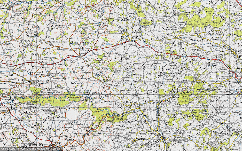Old Map of Historic Map covering Berry Barton in 1946