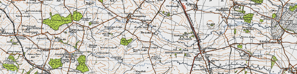 Old map of Brooke in 1946