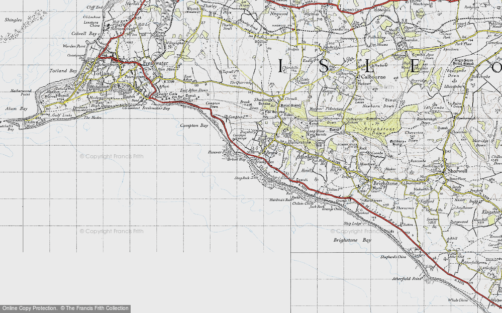Old Map of Historic Map covering Brook Bay in 1945