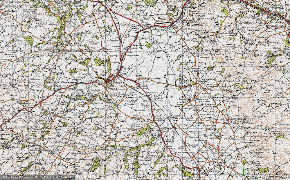 Old Map of Historic Map covering Ystrad-isaf in 1947