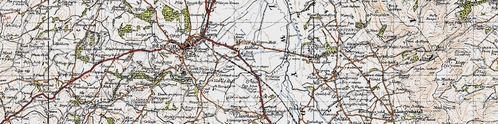 Old map of Ystrad-isaf in 1947