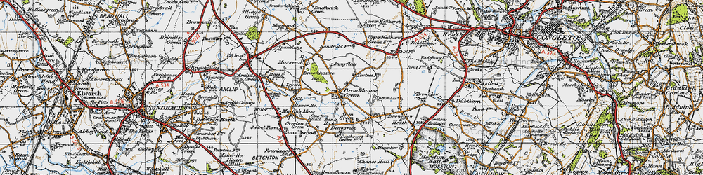 Old map of Brookhouse Moss in 1947