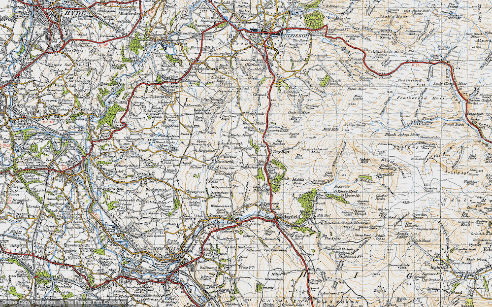 Old Map of Historic Map covering Lantern Pike in 1947