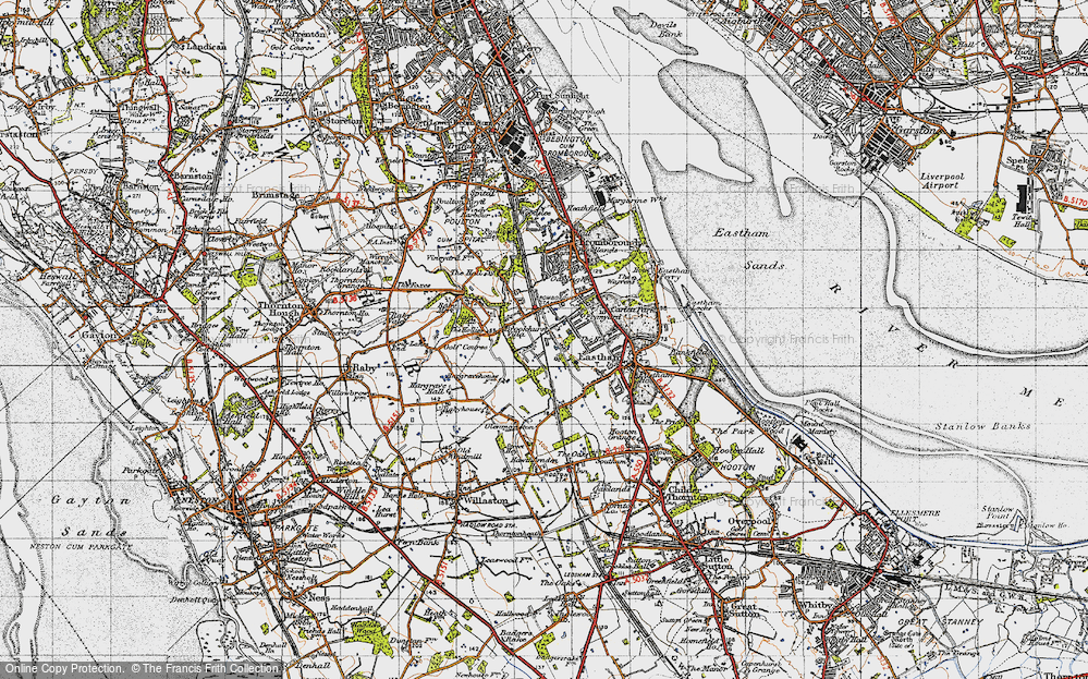 Old Map of Historic Map covering Bromborough Sta in 1947