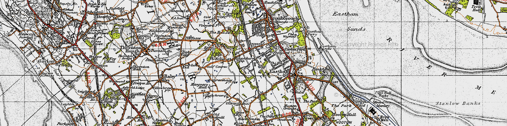 Old map of Bromborough Sta in 1947