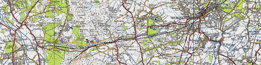 Old map of Brookwood Cemetery in 1940