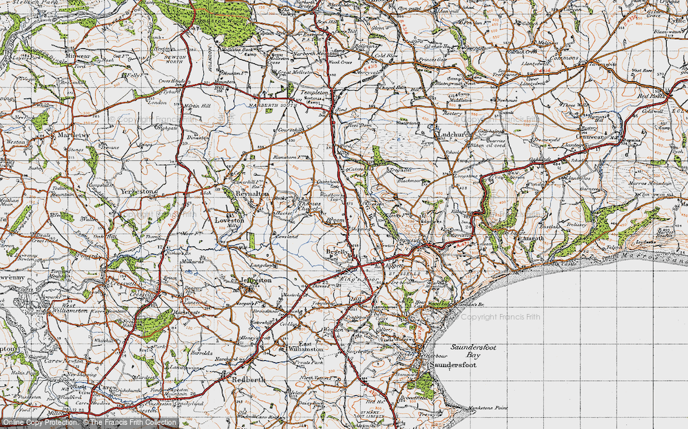 Old Map of Historic Map covering Windberry Top in 1946