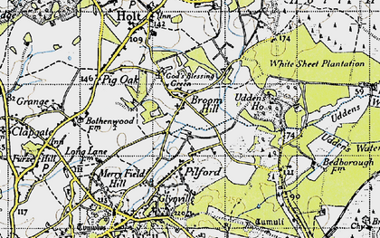 Old map of Broom Hill in 1940