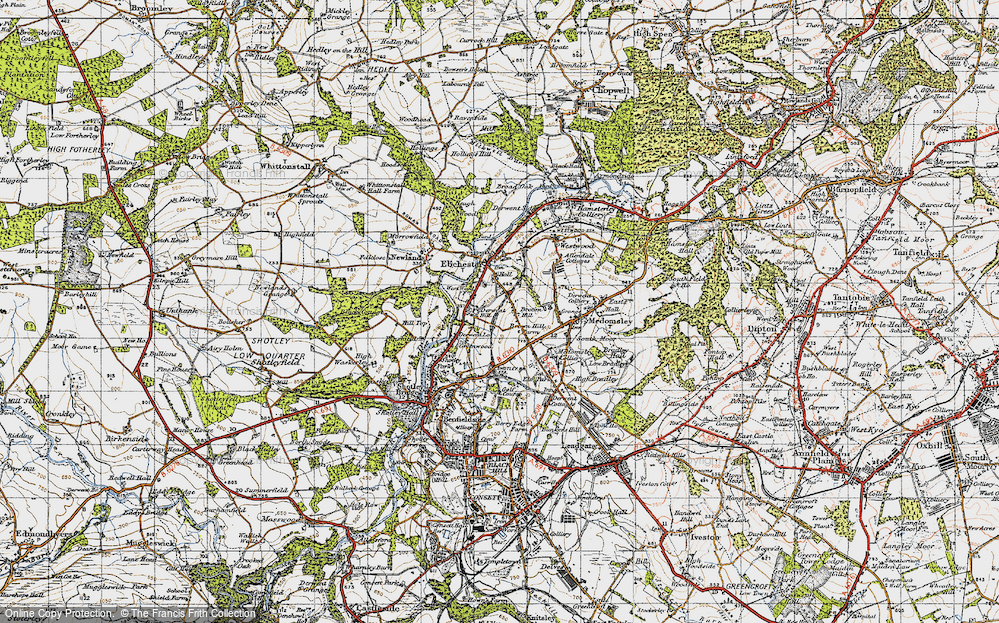 Old Map of Broom Hill, 1947 in 1947
