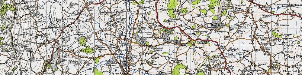 Old map of Broom's Green in 1947