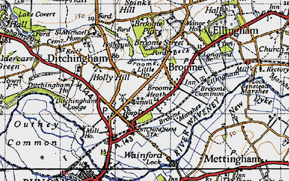 Old map of Broome Place in 1946