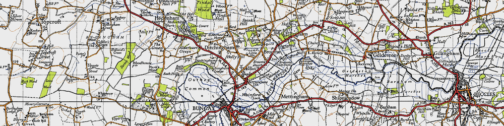 Old map of Broome Heath in 1946
