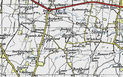 Old map of Broomer's Corner in 1940