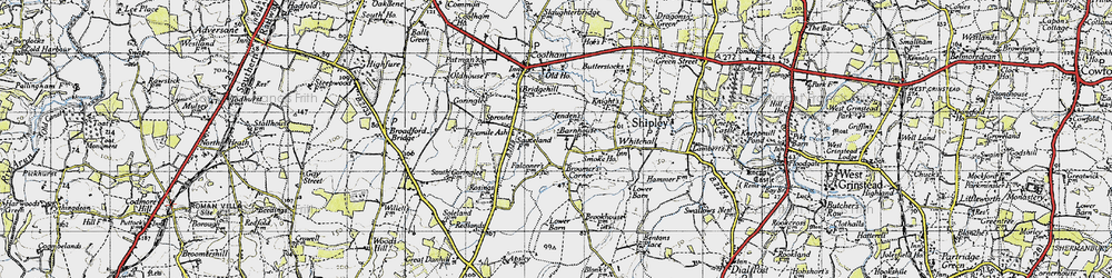 Old map of Broomer's Corner in 1940