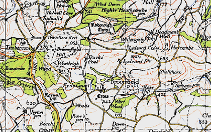 Old map of Broomfield Hill in 1946