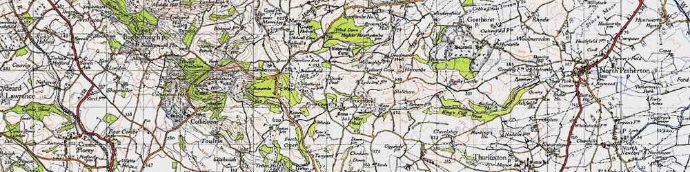 Old map of Broomfield Hill in 1946