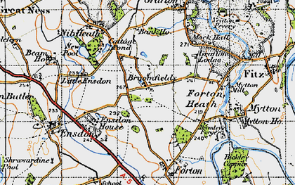 Old map of Broomfields in 1947