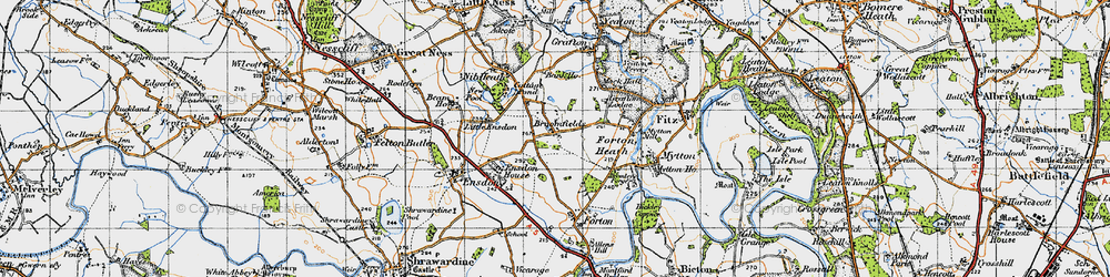 Old map of Broomfields in 1947
