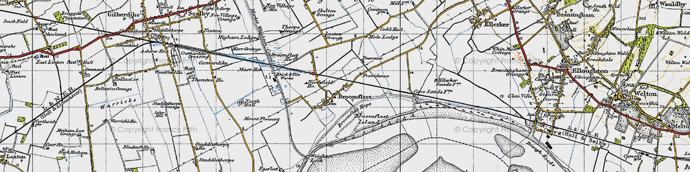 Old map of Broomfleet Island in 1947