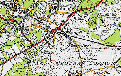 Old map of Chobham Common in 1940