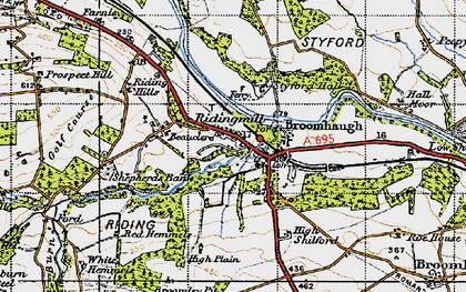 Old map of Broomhaugh in 1947