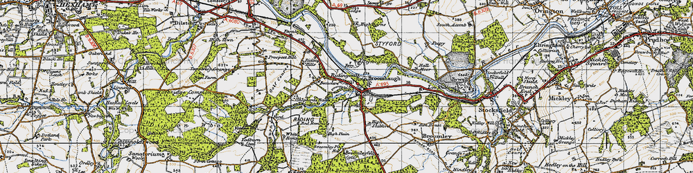 Old map of Broomhaugh in 1947