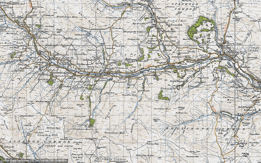 Old Map of Historic Map covering Westernhope Burn in 1947