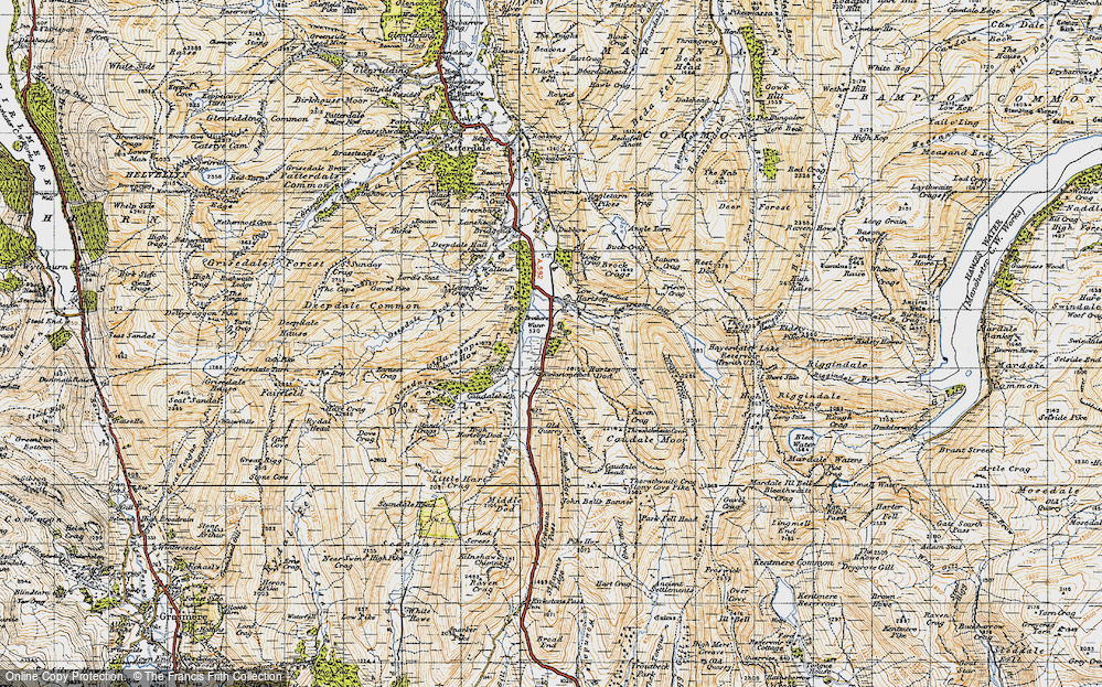 Old Map of Historic Map covering Kirkstone Pass in 1947
