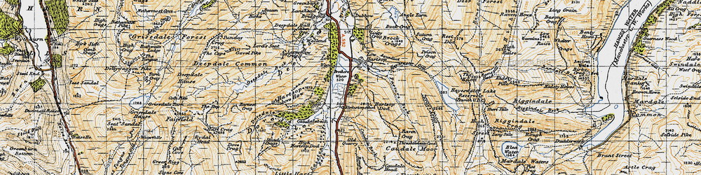 Old map of Brothers Water in 1947