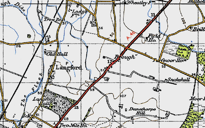 Old map of Danethorpe in 1947